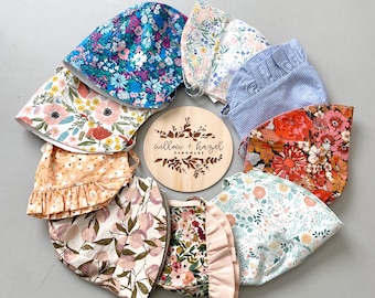 6-12 Months Baby Bonnet, One-of-a-Kind Cotton and/or Linen Sun Hat, Ready to Ship Sunbonnets