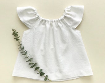 ivory flutter top / baby girl linen blouse / linen top / boho top / spring summer top / swing top / easter outfit / spring outfit