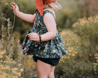 Rifle Paper Co floral peplum top / scoop back top /  toddler top / little girl top / spring summer outfit