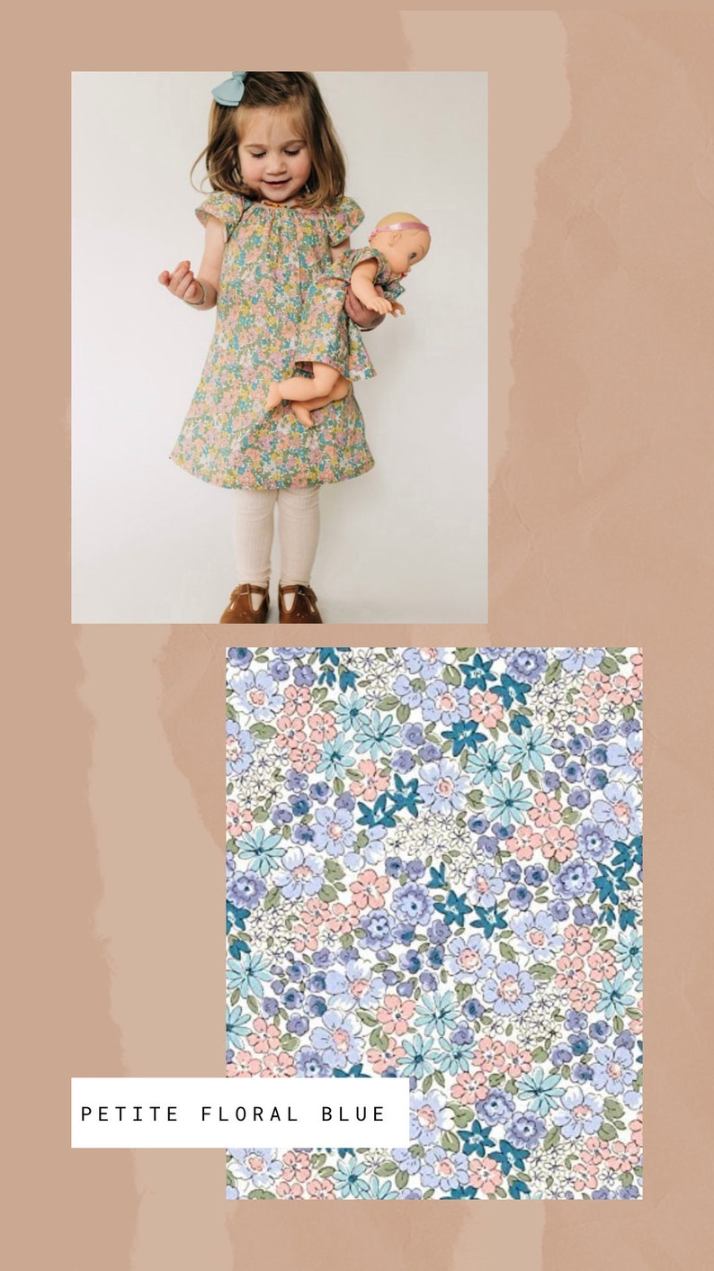 girl and doll matching outfit, doll and me dresses, birthday gift, tea party outfit, dolly and me, 18 doll American Girl Bitty Baby Petite Floral Blue