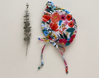 ruffled baby bonnet girl / ruffle brim bonnet girl / baby sun bonnet / rifle paper co baby bonnet / baby sun hat / sunbonnet