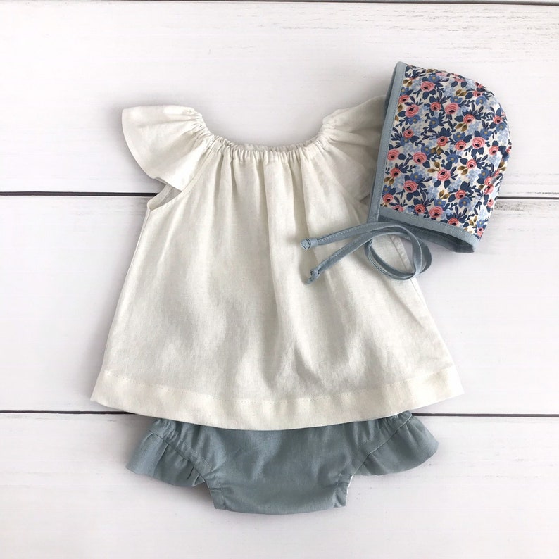blue linen baby bloomers ruffle bloomers baby shorts bubble shorts easter spring bloomers diaper cover linen baby summer c