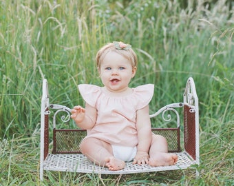 peach flutter top // baby girl linen clothes // linen shirt // boho top // spring summer top // swing top // easter outfit // spring outfit