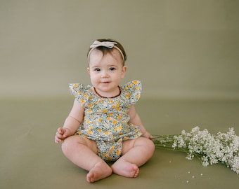 Rifle Paper Co baby romper, Bramble, Garden Party bubble romper, baby girl sunsuit, first birthday outfit, toddler floral wildflower romper