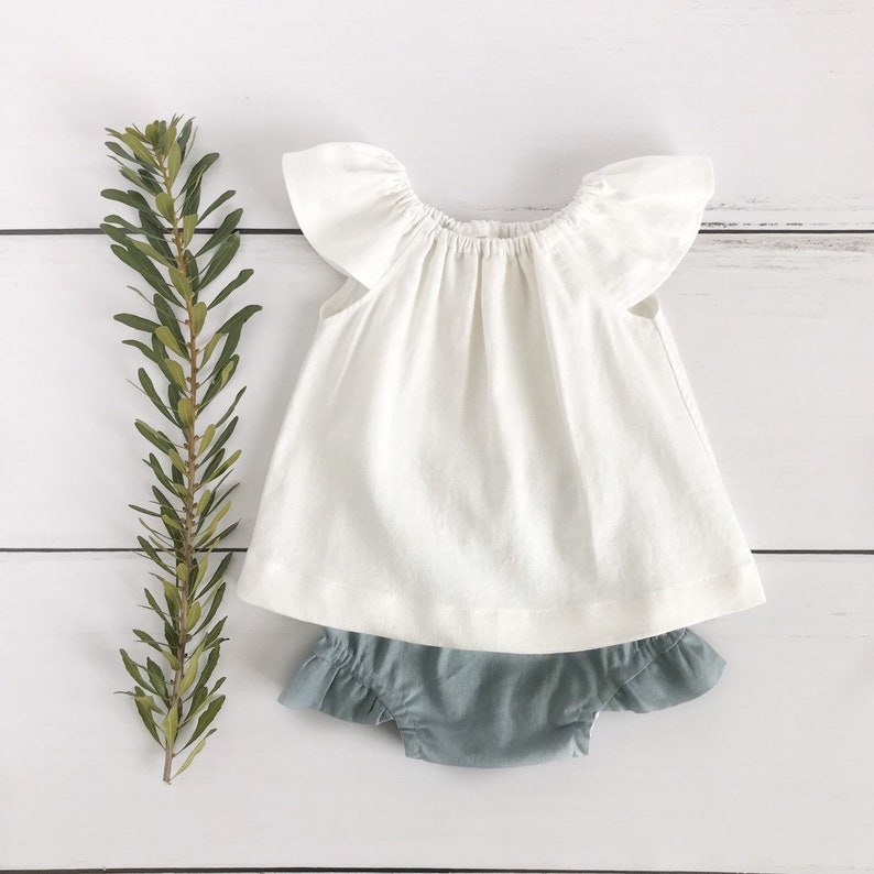 blue linen baby bloomers ruffle bloomers baby shorts bubble shorts easter spring bloomers diaper cover linen baby summer c