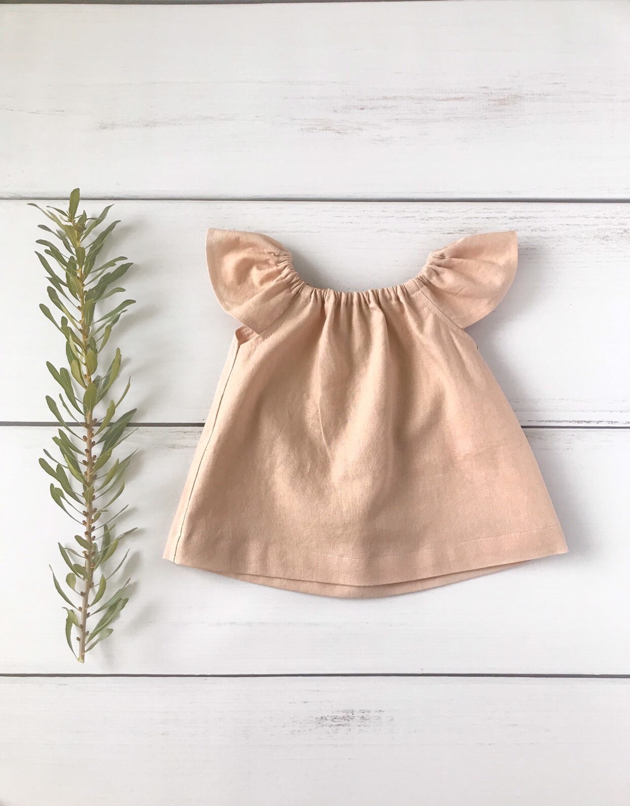 Peach flutter top // baby girl linen clothes // linen shirt // | Etsy