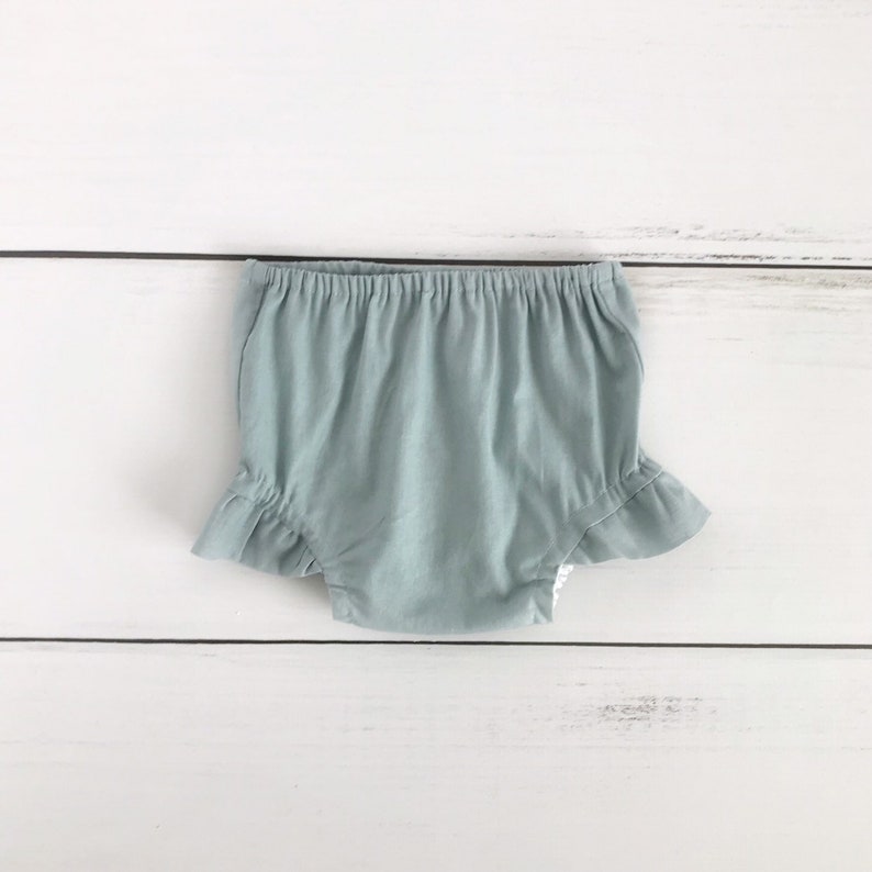 blue linen baby bloomers ruffle bloomers baby shorts bubble shorts easter spring bloomers diaper cover linen baby summer c