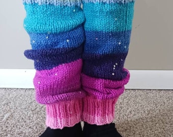 Kids knit sparkly leg warmers