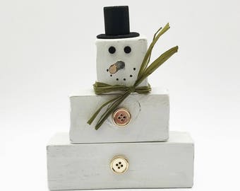 Wooden Snowman Blocks Christmas Decorations