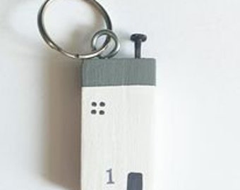 Personalised House Keyring House Warming Gift - Add a door number or initial, Painted in a colour of your choice