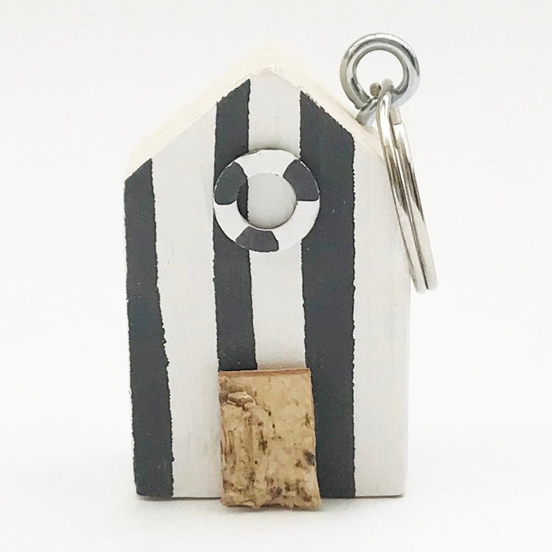 Porte-clé en bois de maison de plage, porte-clé de maison de