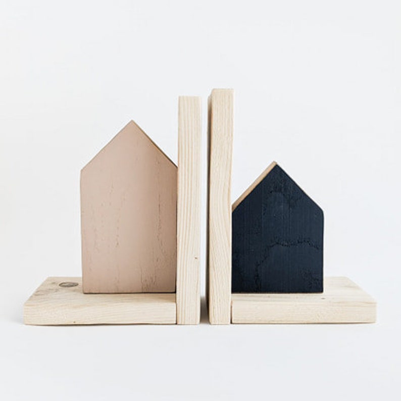 Wood Bookends Wooden Home Decor image 1