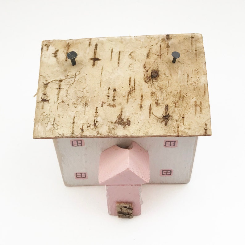 Pink Cottage Wooden Houses Ornaments Pink Ornaments Etsy