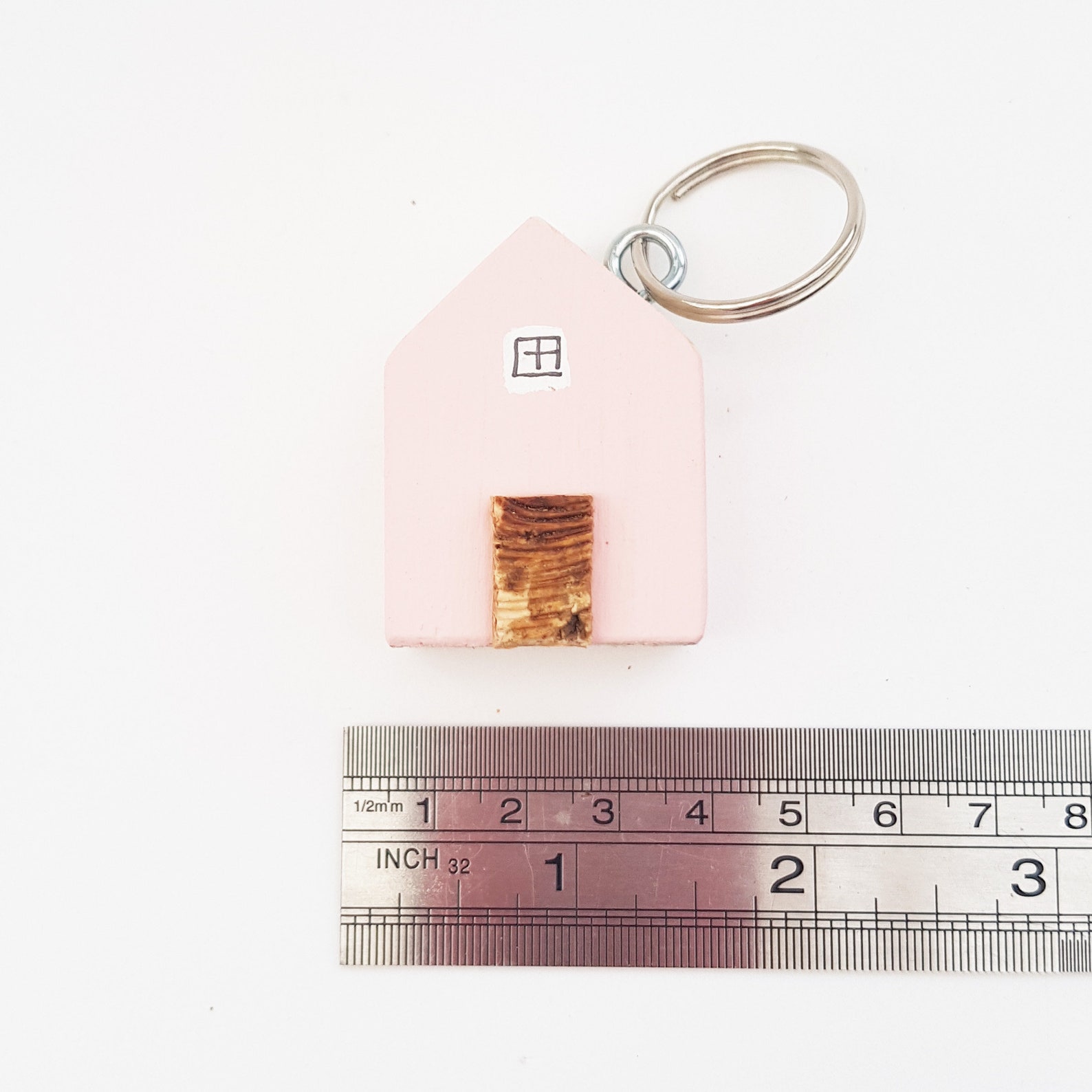 Keychain Cottage With Floral Reverse Pink Keyring Wooden House - Etsy UK