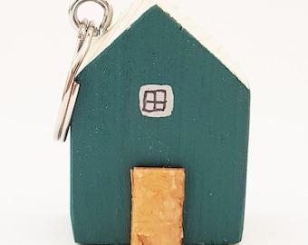 Little Wooden House Keyring Gift for New Home