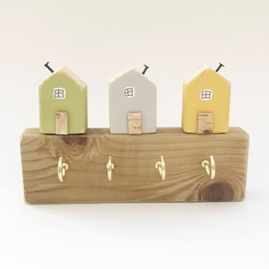 Key Holder with Little Wood Houses Home Decor Accessories Home Gift