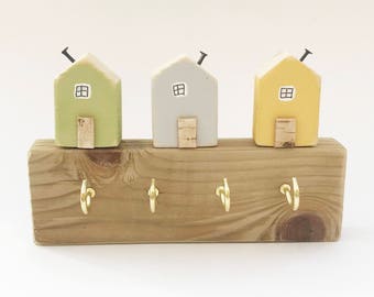 Key Holder with Little Wood Houses Home Decor Accessories Home Gift