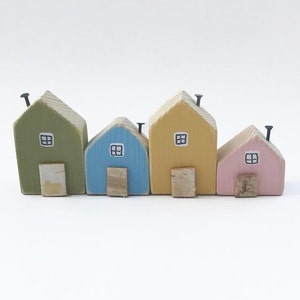 Tiny Painted Houses Wooden Houses Ornament