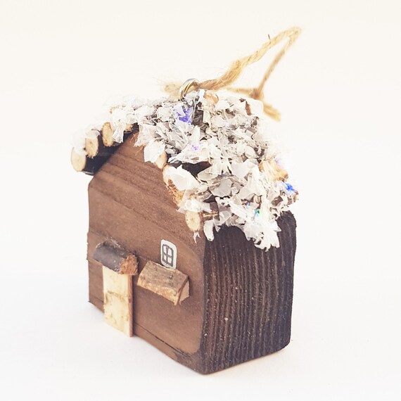 Miniature Log Cabin Tree Decoration Holiday Accessories Etsy