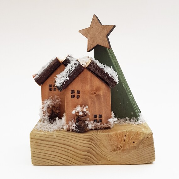 Tiny Wood Log Cabin Christmas Decoration Rustic Christmas Etsy
