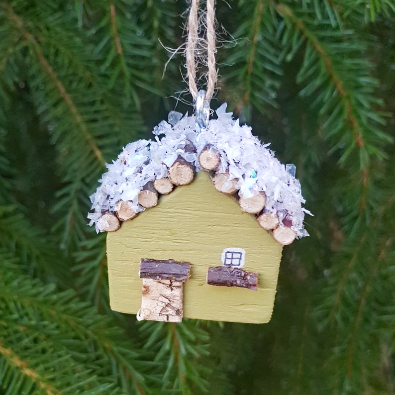 Cabin Ornament Holiday Decor Xmas Decor Miniature Cabin Etsy