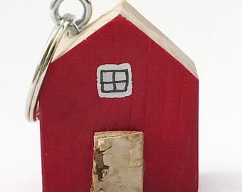 Houten huis sleutelhanger houten geschenken