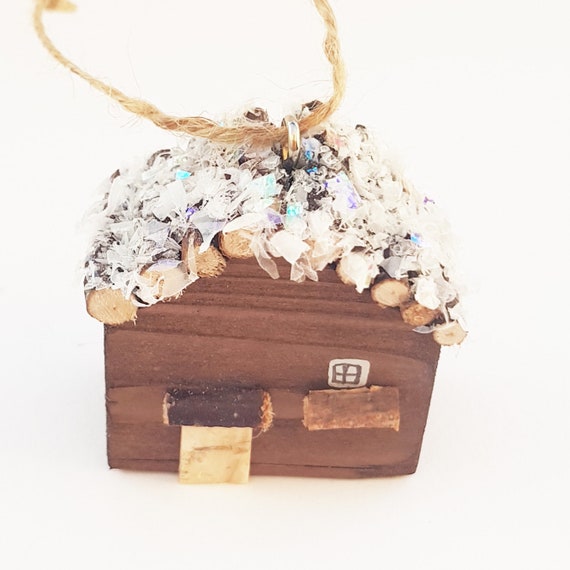 Miniature Log Cabin Tree Decoration Holiday Accessories Etsy