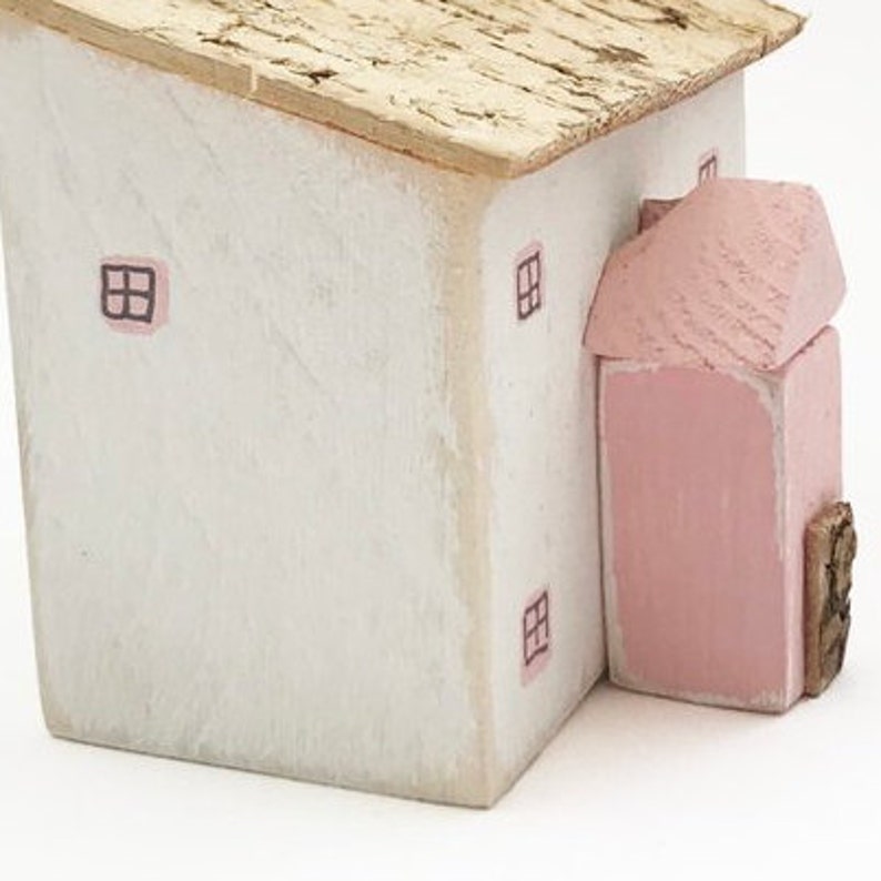 Pink Cottage Wooden Houses Ornaments Pink Ornaments Etsy