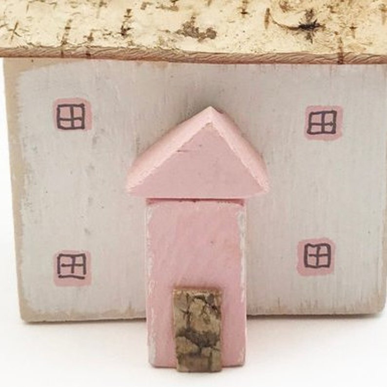 Pink Cottage Wooden Houses Ornaments Pink Ornaments Etsy
