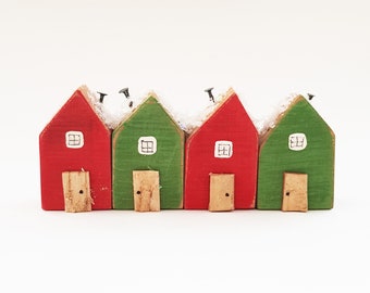 Wooden Houses Christmas Ornaments