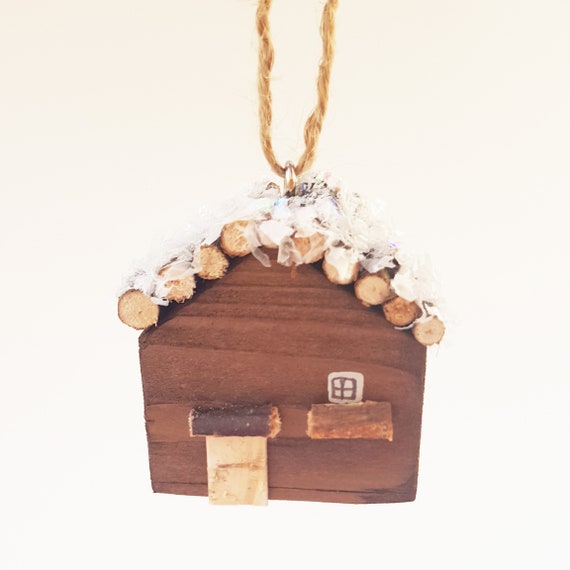 Miniature Log Cabin Tree Decoration Holiday Accessories Etsy