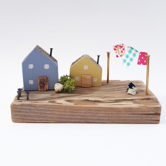 miniature wooden houses