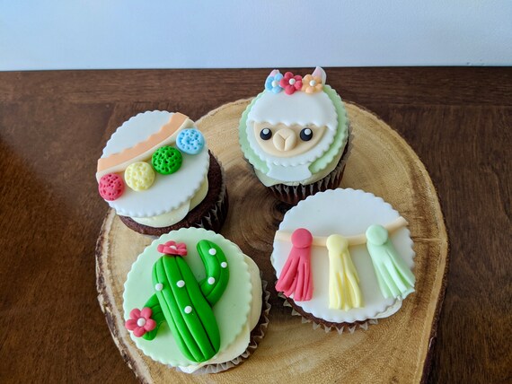 24 LLAMA PARTY  BIRTHDAY  ICING EDIBLE FAIRY/CUP CAKE/BUNS  TOPPERS 