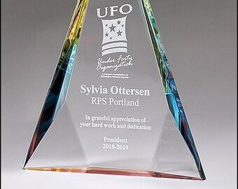 Diamond Series Crystal Award with Prism-Effect Base Award - Custom Engraving - Engraved with your message