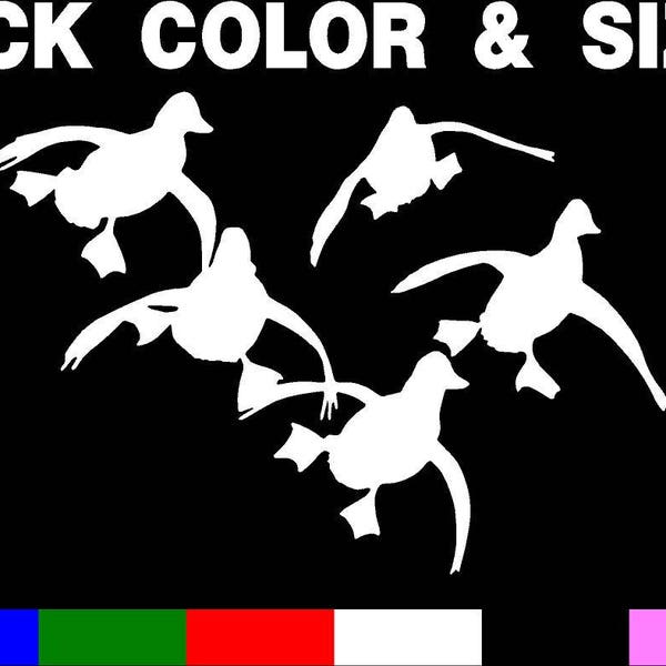 5 Flying Ducks Decal Car Truck Window Vinyl Landing Quack Hunting Mallard SIZE & COLOR