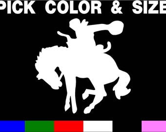 Cowboy Rodeo Horse Rider Western Bronco vinyl car truck decal window sticker SIZE & COLOR