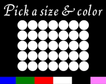 POLKA DOTS (qty 35) Solid Vinyl Wall Decor  -  (35) Dot circle shaped sticker - car truck glass windows wall or anything - Pick Color & Size