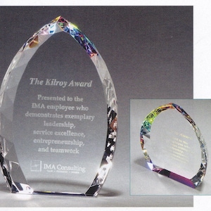 Freestanding Crystal Flame with Jeweled Edge and Prism-Effect Base Award - Custom Engraving - Engraved with your message
