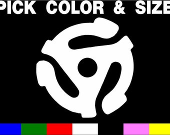 45 record insert adapter graphic Vinyl Car Decal Sticker old school cool