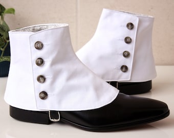 Guêtres Luxe pour Homme Sergé de coton Blanc - ligne Tailoring - guêtres pour hommes élégants dandy et aimant le style vintage.