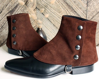 Luxury Men's Spats lamb leather velvet chocolate gaiters for elegant men dandy loving the vintage style Dapper Men Gaiters spats spatterdash