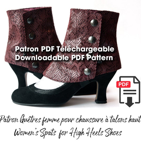 Women’s Spats downloadable PDF pattern for High Heels Shoes sewing pattern spats