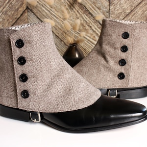 Luxury Men&#39;s Spats Vison herringbone merino wool for elegant men dandy loving the vintage style Dapper Men Gaiters spats spatterdash