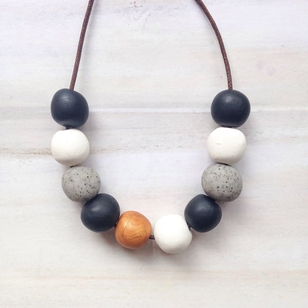 Redonda Perla joyas / / magnífico collar / / Multi color perlas / / joyería joyería negro blanco perla / / concreto cobre cuentas / / regalo para mamá