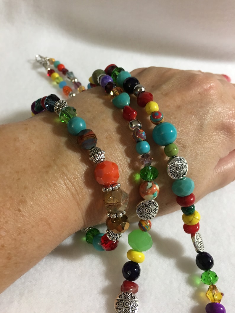Colorful Serape Matched Jewelry Set Cowgirl Chic 1\u201d Earrings /& 8\u201d Bracelet Gift Idea Boho 22\u201d Necklace Southwestern