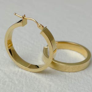 14K Gelbgold Creolen: Breites Band, kräftiges Schmuckstück (24 mm)