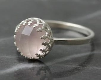 Rose Quartz Sterling Silver Ring: Handmade Gemstone Jewelry