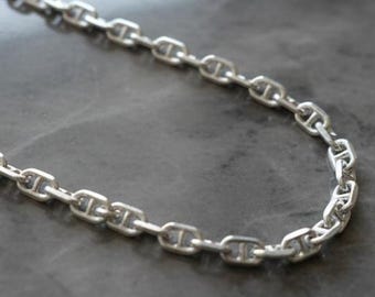 Sterling Silver 3.8mm Anchor Link Chain, Unisex Chain for Pendants