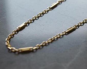 14k Solid Gold Bar Chain Necklace: Minimalist Layering Jewelry