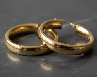 Thick Gold Hoop Earrings